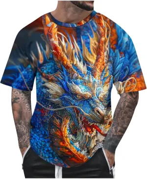 Muscularfit Tshirts Shirts for Men Graphic Vintage Print Graphic Pullover Top Summer Causal Short Sleeve Crewneck Beach Shirt