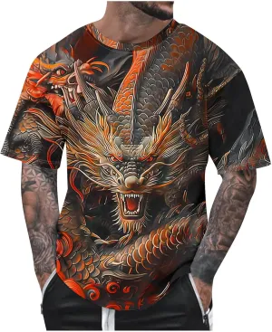 Muscularfit Tshirts Shirts for Men Graphic Vintage Print Graphic Pullover Top Summer Causal Short Sleeve Crewneck Beach Shirt