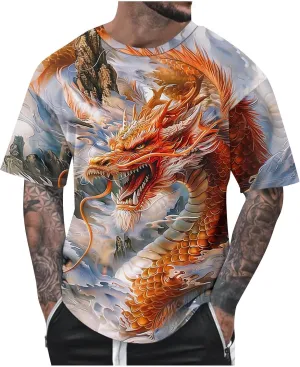 Muscularfit Tshirts Shirts for Men Graphic Vintage Print Graphic Pullover Top Summer Causal Short Sleeve Crewneck Beach Shirt