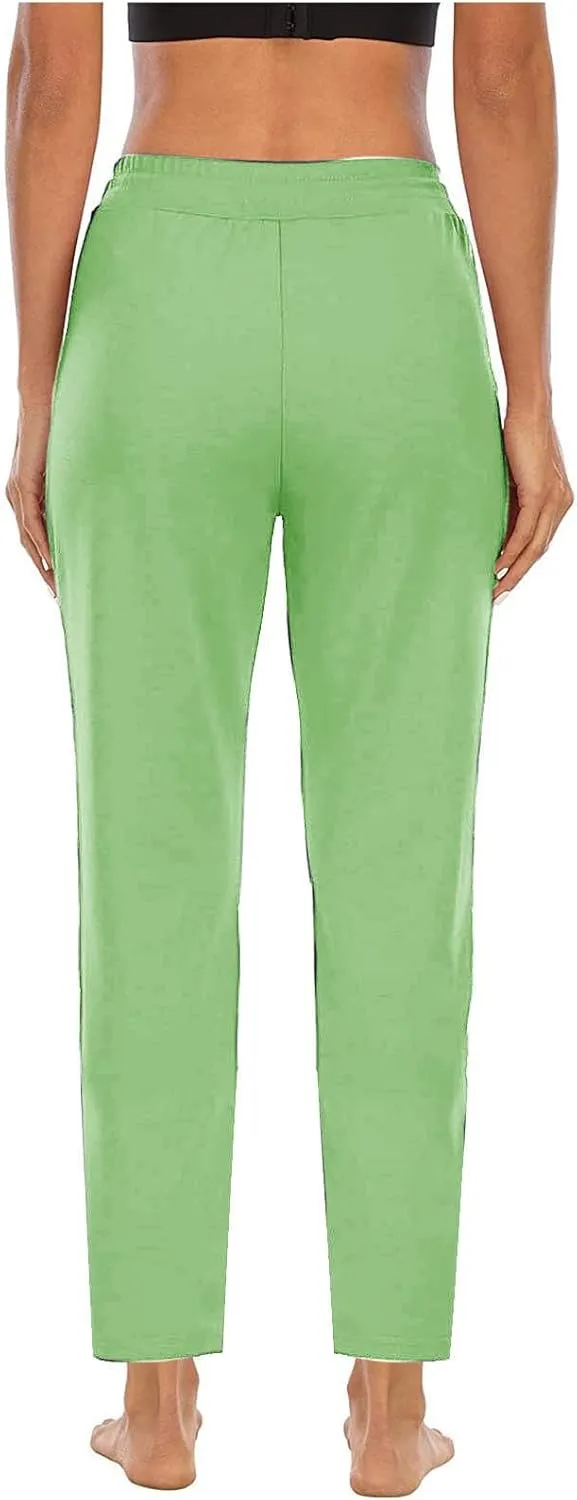 NATHGAM Womens Casual Pants Business Work Pants Drawstring Elastic Waist Pants Ladies Office Straight Leg Trouser with Pocket