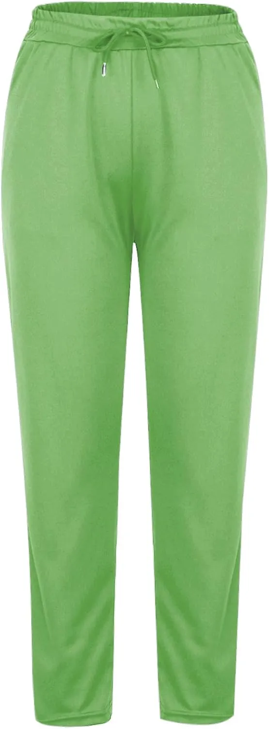 NATHGAM Womens Casual Pants Business Work Pants Drawstring Elastic Waist Pants Ladies Office Straight Leg Trouser with Pocket