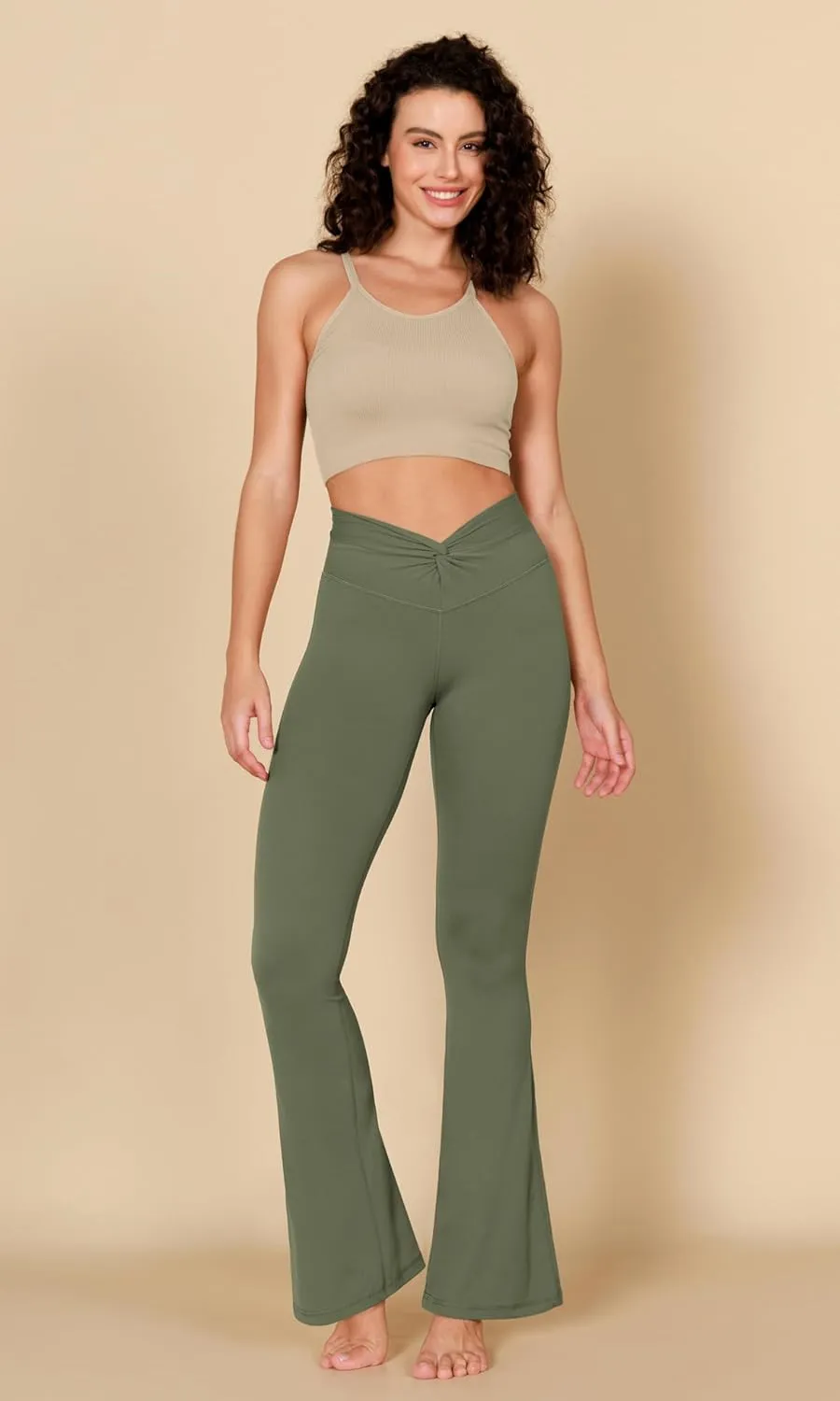 ODODOS Cloud Feeling Flared Pants for Women Twist High Waist Casual Bootcut Yoga Pants - 30" / 32" Inseam