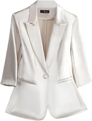 Office Ladies Formal Blazer Women Work Business Wear Jacket Spring Single Button 3/4 Sleeve Suit Coat Outerwear