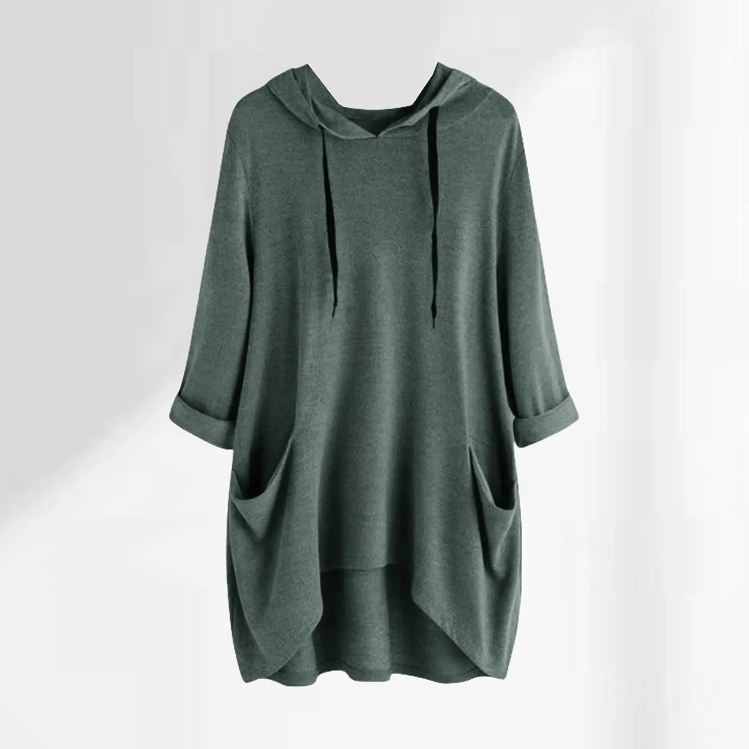 Oversized Hoodie Dress for Women Casual Drawstring Long Sweatshirt with Pocket Hooded Mini Sweatshirt Dress