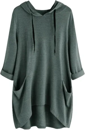 Oversized Hoodie Dress for Women Casual Drawstring Long Sweatshirt with Pocket Hooded Mini Sweatshirt Dress
