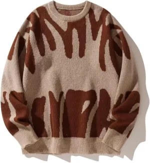 Oversized Sweaters for Women - Casual Graphic Cable Knitted Pullover Cute Unisex Crewneck Retro Tops