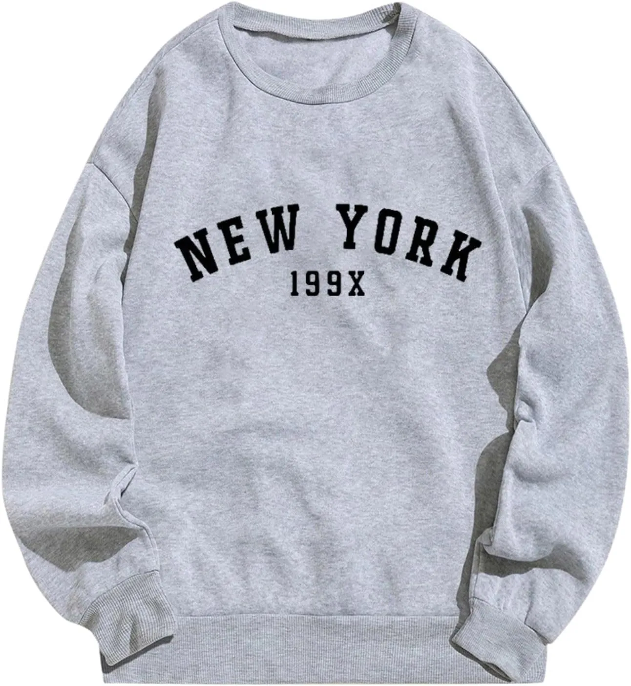 Oversized Sweatshirt for Women New York Letter Print Casual Pullover Long Sleeve Crewneck Slouchy Loose Athletic Tee