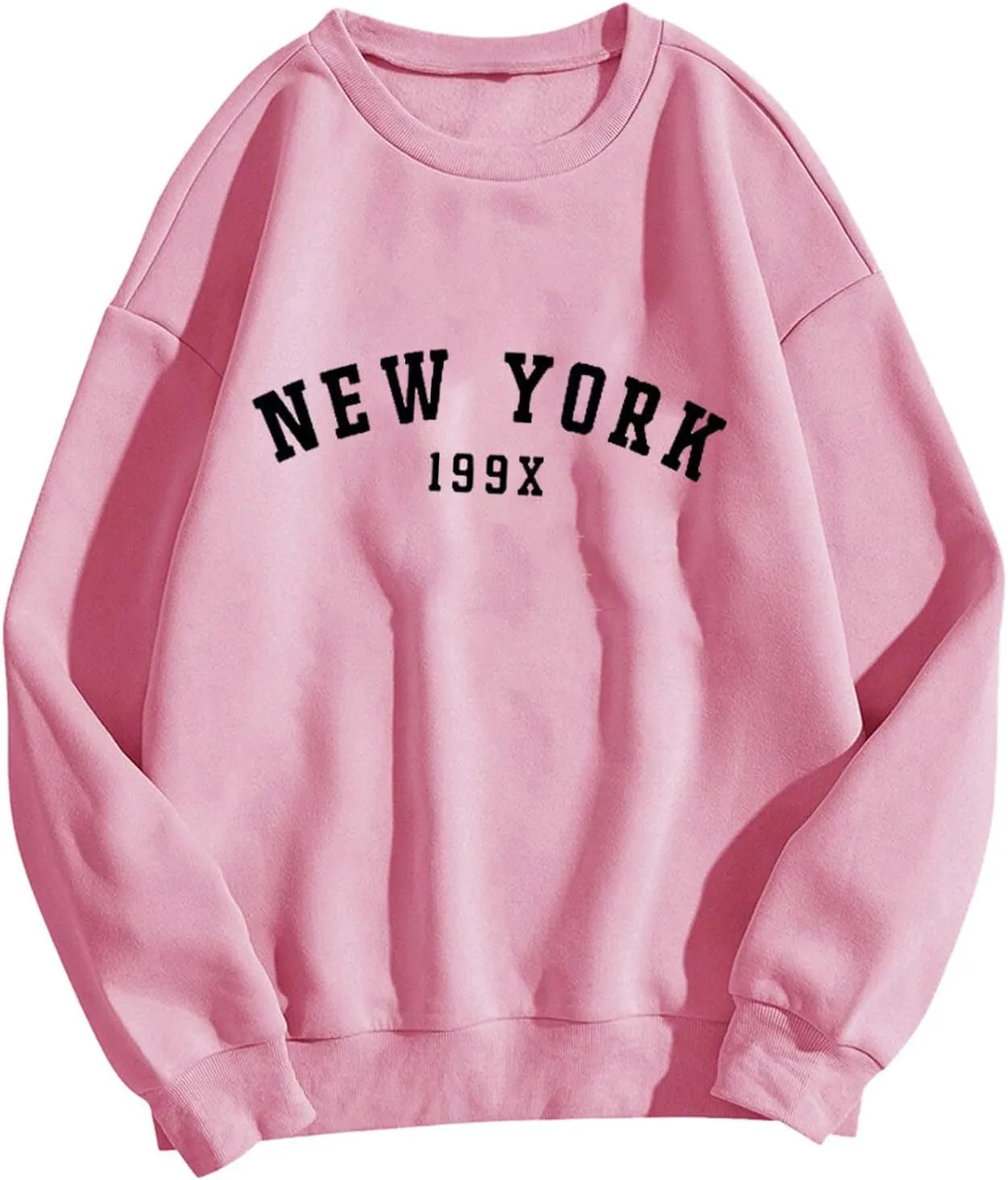 Oversized Sweatshirt for Women New York Letter Print Casual Pullover Long Sleeve Crewneck Slouchy Loose Athletic Tee