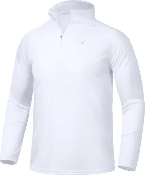 Pudolla Men's 1/4 Zip Sun Protection Shirts UV SPF UPF 50  Long Sleeve Rash Guard Fishing Running Hiking Athletic Tee Shirts