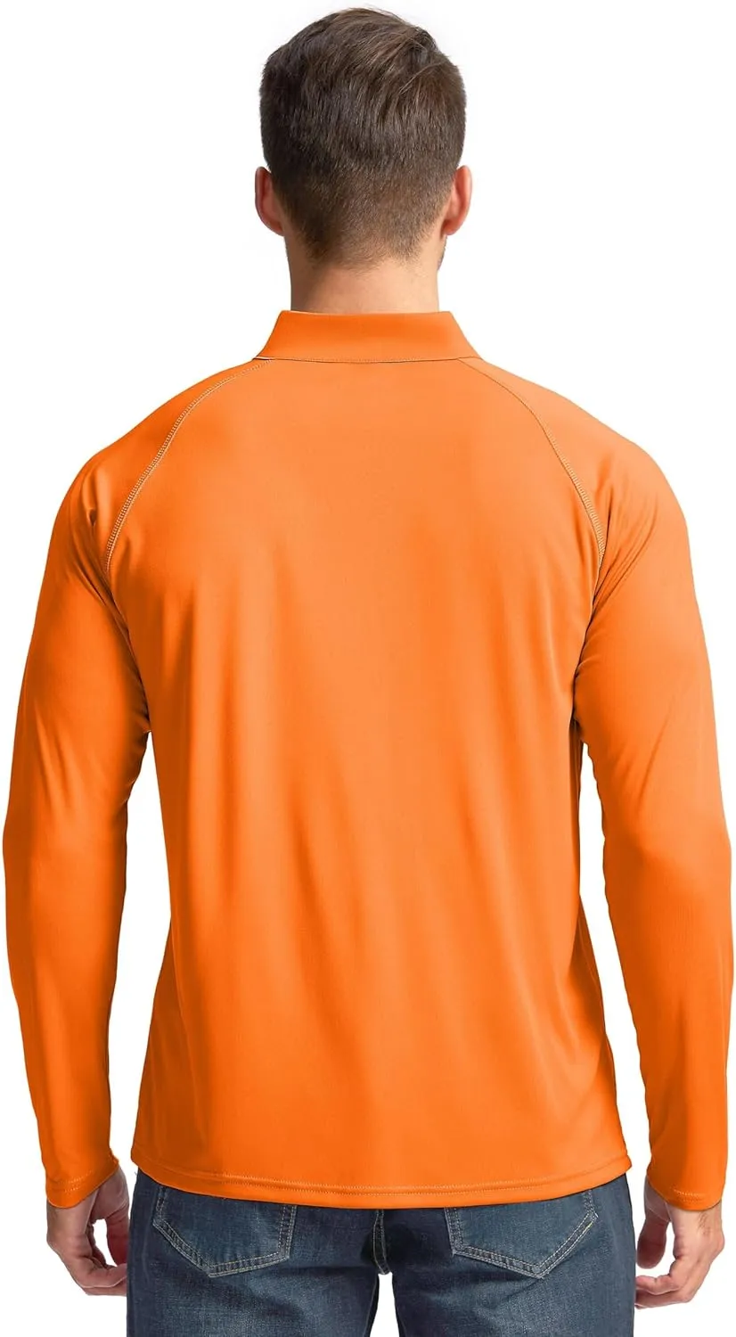 Pudolla Men's 1/4 Zip Sun Protection Shirts UV SPF UPF 50  Long Sleeve Rash Guard Fishing Running Hiking Athletic Tee Shirts