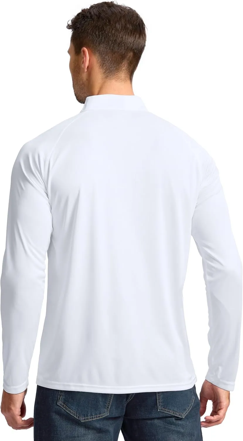 Pudolla Men's 1/4 Zip Sun Protection Shirts UV SPF UPF 50  Long Sleeve Rash Guard Fishing Running Hiking Athletic Tee Shirts