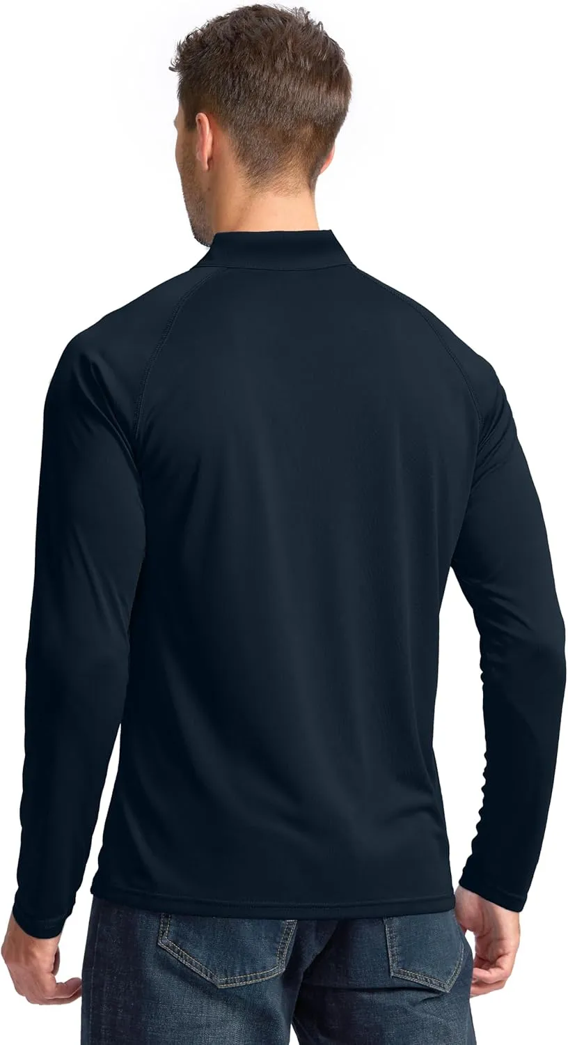 Pudolla Men's 1/4 Zip Sun Protection Shirts UV SPF UPF 50  Long Sleeve Rash Guard Fishing Running Hiking Athletic Tee Shirts