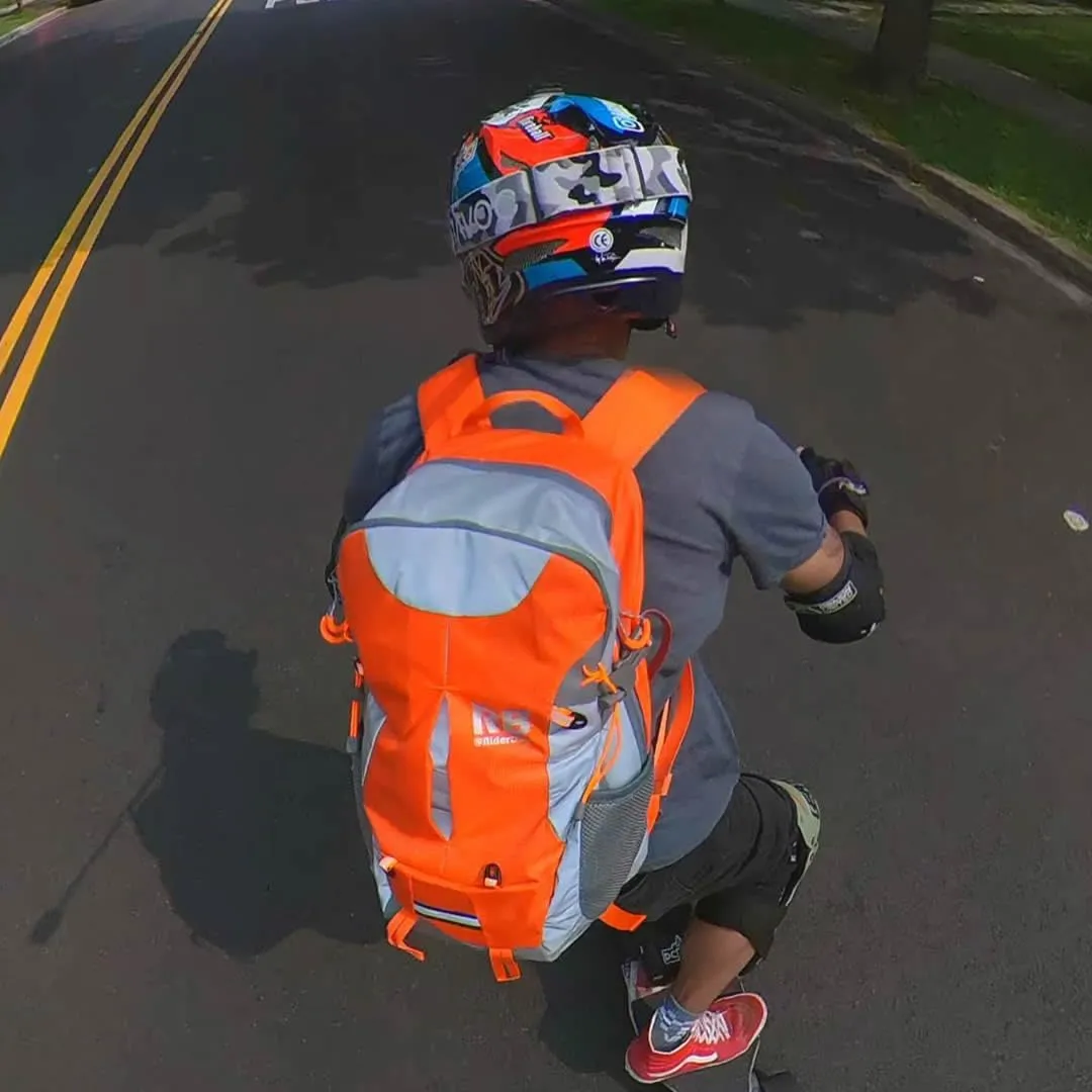 Reflective Motorcycle Backpack 35L, Lightweight Water-Resistant Daypack with Laptop Pocket for Commuting, Biking, and Daily Use – Orange