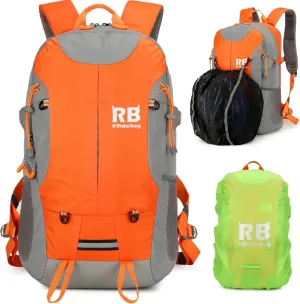 Reflective Motorcycle Backpack 35L, Lightweight Water-Resistant Daypack with Laptop Pocket for Commuting, Biking, and Daily Use – Orange