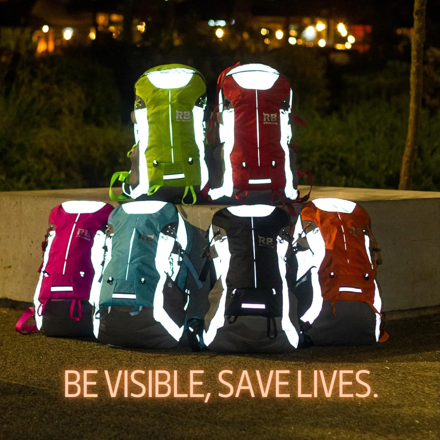 Reflective Motorcycle Backpack 35L, Lightweight Water-Resistant Daypack with Laptop Pocket for Commuting, Biking, and Daily Use – Orange