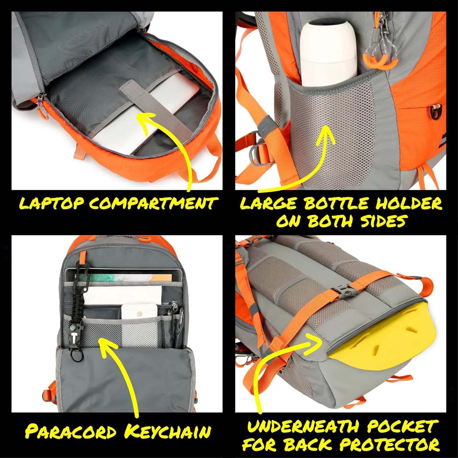 Reflective Motorcycle Backpack 35L, Lightweight Water-Resistant Daypack with Laptop Pocket for Commuting, Biking, and Daily Use – Orange