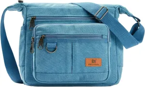 Rfid Crossbody Messenger Bag with Water Bottle Holders, 13 inch Laptop Shoulder Bag, Sling Satchel Purse w/Built-in Wallet