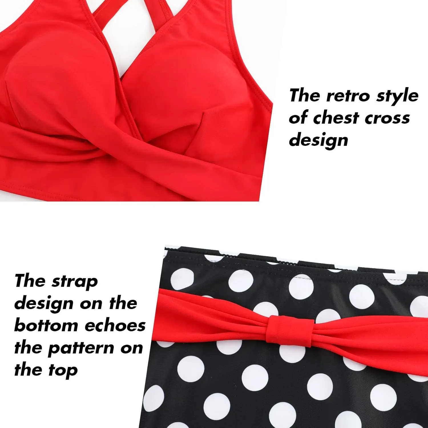 SEAFORM Womens Two Piece Swimsuits Wrap Front Bikini High Waisted Bottom Tummy Control Bathing Suits Vintage Print Swimwear