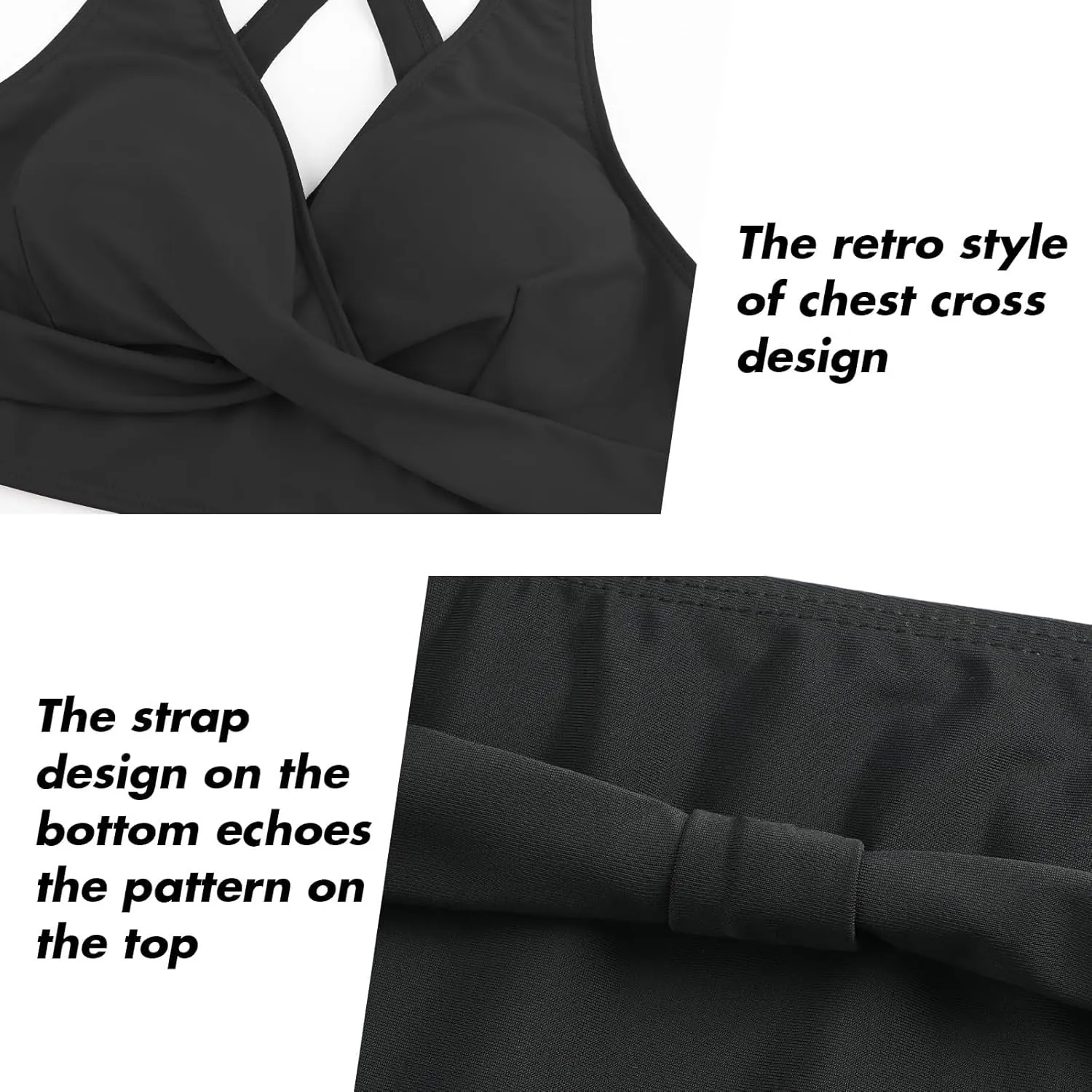 SEAFORM Womens Two Piece Swimsuits Wrap Front Bikini High Waisted Bottom Tummy Control Bathing Suits Vintage Print Swimwear