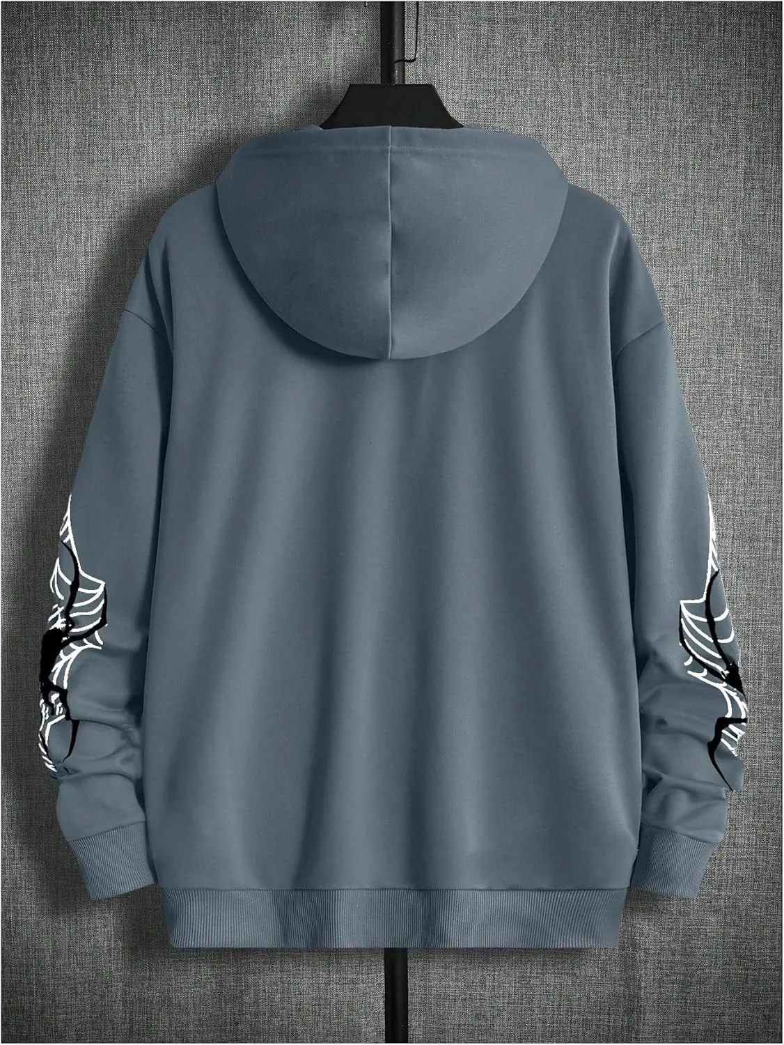 SHENHE Men's Zip Up Graphic Spiderweb Print Long Sleeve Goth Hoodie Sweatshirt Jacket