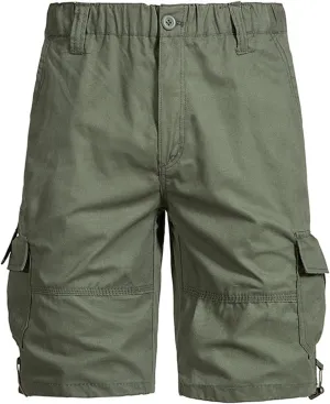 Shorts for Men Casual Summer Elastic Waist Cargo Shorts with Pockets Classic Fit Camouflage 5 Inch Inseam Shorts