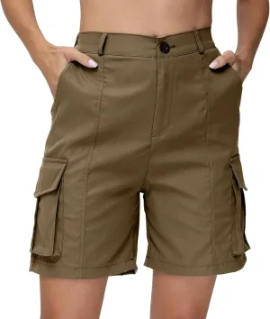 Shorts for Women Y2k Elastic High Waist Cargo Shorts Casual Knee Length Bermuda Shorts Summer Long Shorts with Pocket