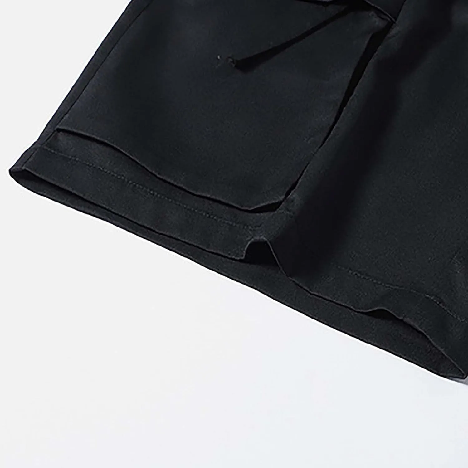 Sinzelimin Men's Cargo Shorts Fashion Multiple Pockets Lace up Elastic Waist Comfy Breathable Workwear Fishing Cropped Pants
