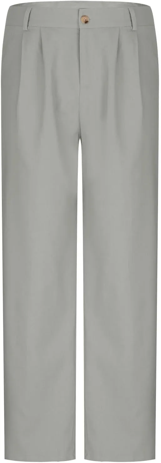 Slim Fit Linen Pants for Men Business Casual Trousers Stretch Comfortable Summer Office Travel Dress Pants