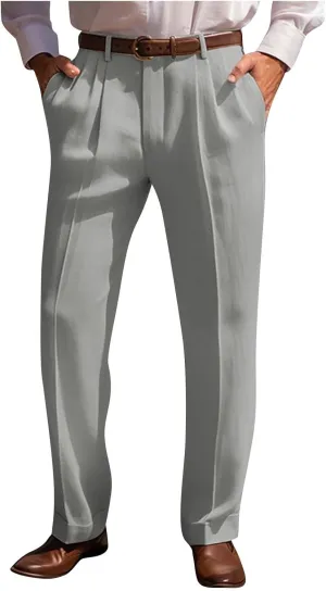 Slim Fit Linen Pants for Men Business Casual Trousers Stretch Comfortable Summer Office Travel Dress Pants