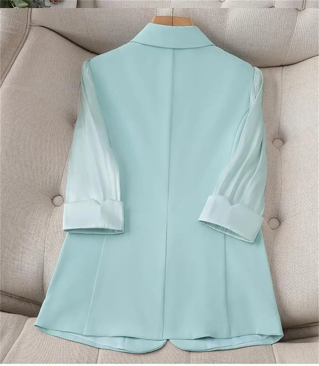 Spring Summer Women Blazers Mesh Seven-Quarter Sleeve Thin Office Lady Suit Jacket
