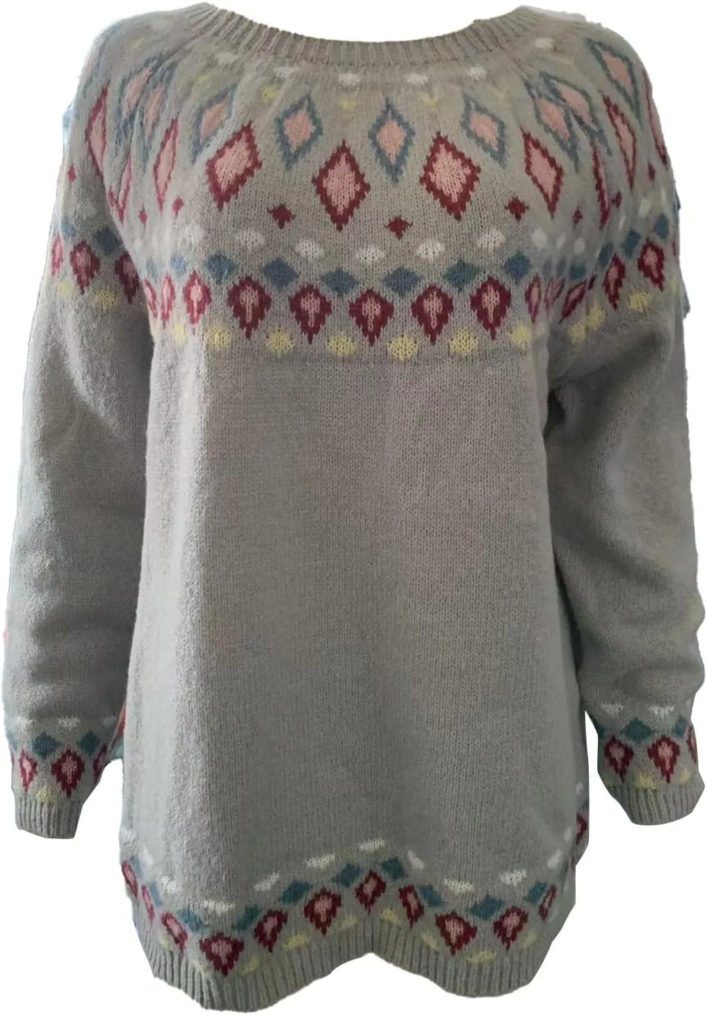 Sweater for Women Knitted Long Sleeve Sweater Tops Fair Isle Print Ugly Christmas Pullover Retro Crewneck Sweaters