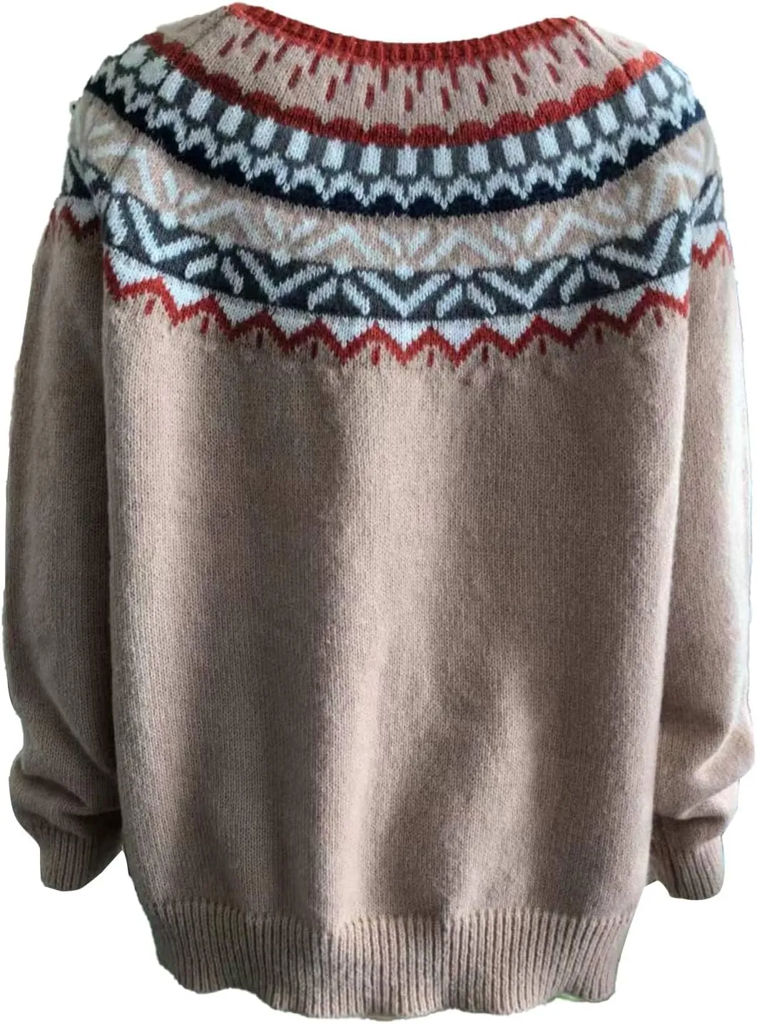 Sweater for Women Knitted Long Sleeve Sweater Tops Fair Isle Print Ugly Christmas Pullover Retro Crewneck Sweaters