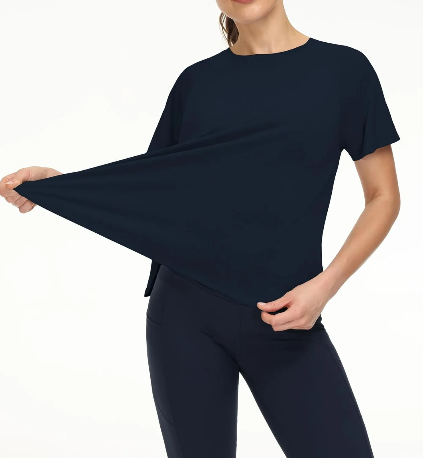 THE GYM PEOPLE Women's Short Sleeve Workout Shirts Breathable Yoga T-Shirts with Side Slits Athletic Tee Tops