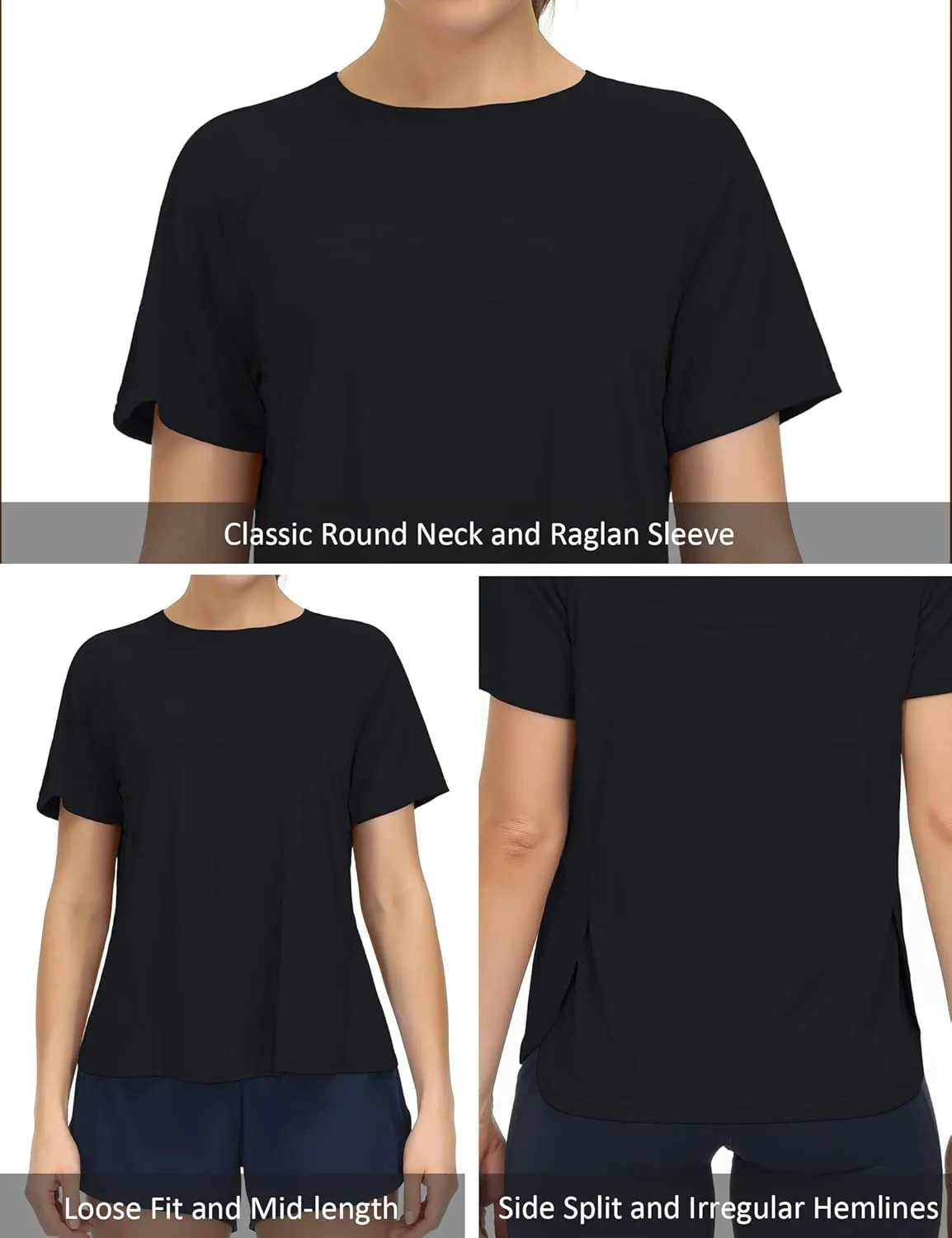 THE GYM PEOPLE Women's Short Sleeve Workout Shirts Breathable Yoga T-Shirts with Side Slits Athletic Tee Tops