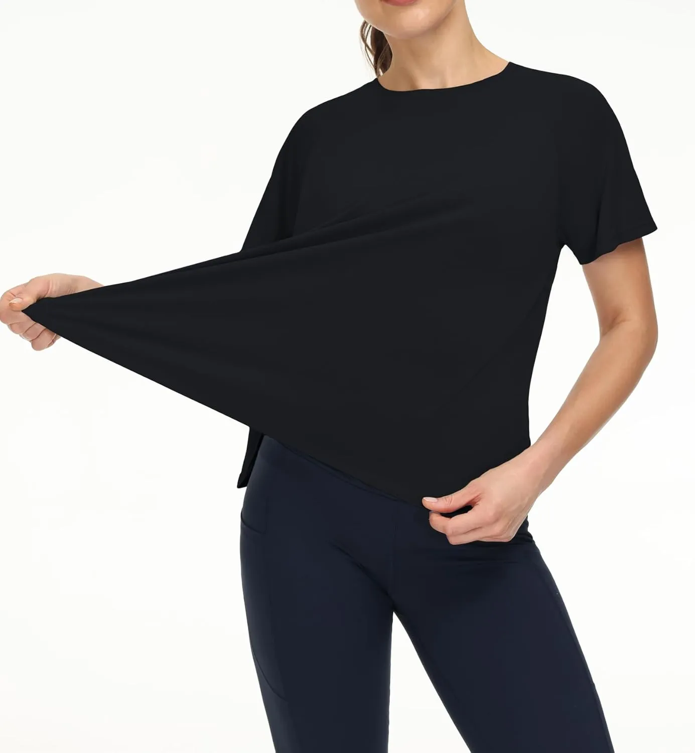 THE GYM PEOPLE Women's Short Sleeve Workout Shirts Breathable Yoga T-Shirts with Side Slits Athletic Tee Tops