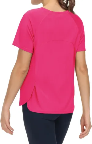 THE GYM PEOPLE Women's Short Sleeve Workout Shirts Breathable Yoga T-Shirts with Side Slits Athletic Tee Tops