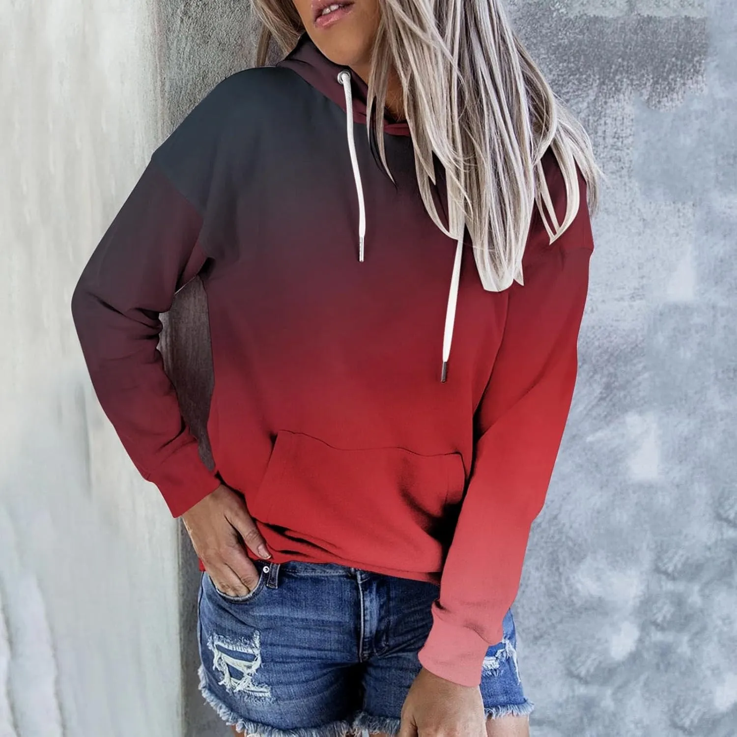 Tie Dye Print Hoodie For Women Fall Fashion y2k Clothes Long Sleeve Drawstring Pullover Tops Loose Casual Sweatshirt