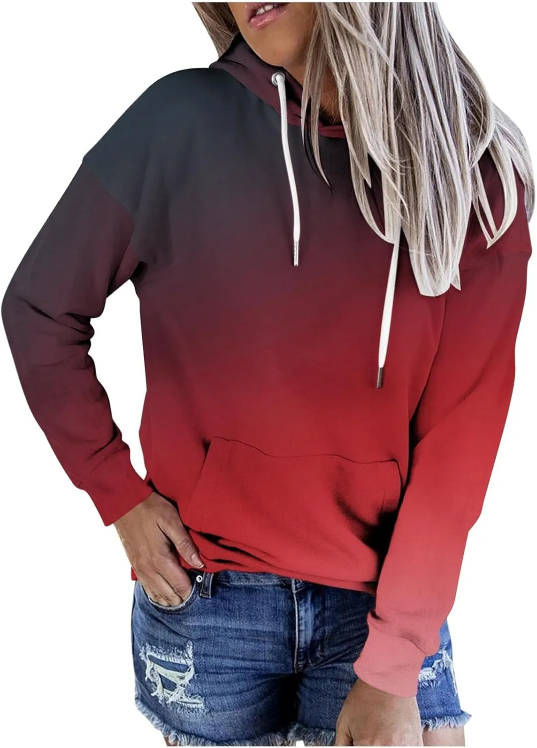 Tie Dye Print Hoodie For Women Fall Fashion y2k Clothes Long Sleeve Drawstring Pullover Tops Loose Casual Sweatshirt