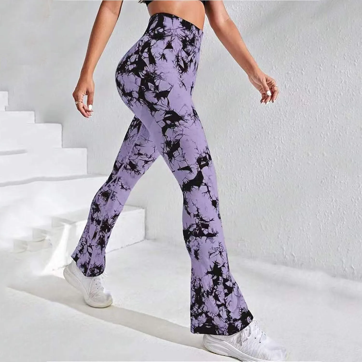 Tie Dye Printing Flare Yoga Pants for Women - Soft High Waist Bootcut Leggings Palazzo Pants for Women Bootleg Work Pants