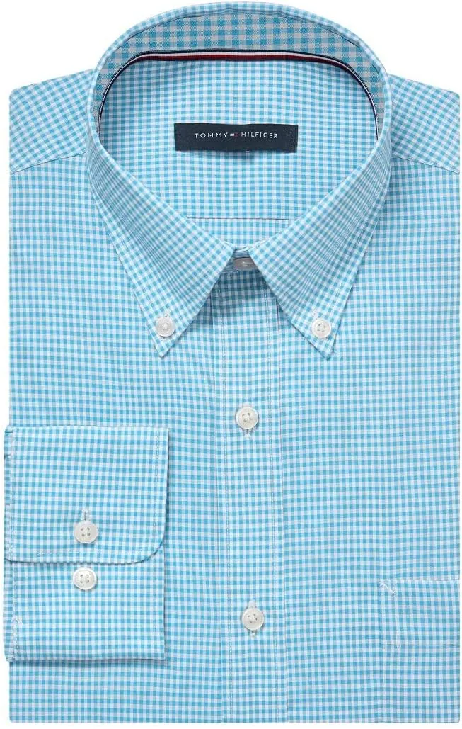 Tommy Hilfiger Men's Dress Shirt Regular Fit Non Iron Gingham