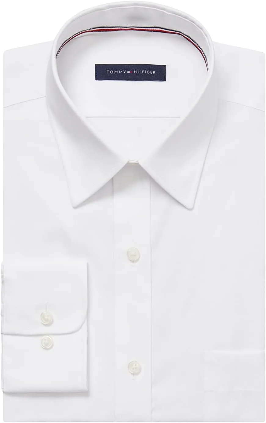 Tommy Hilfiger Men's Dress Shirt Regular Fit Non Iron Solid