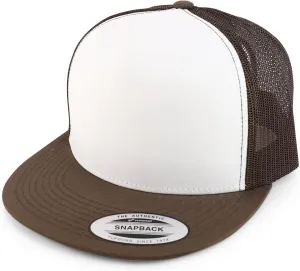 Trendy Apparel Shop Flexfit Brand 5 Panel 2 Tone Flatbill Mesh Classic Snapback Cap