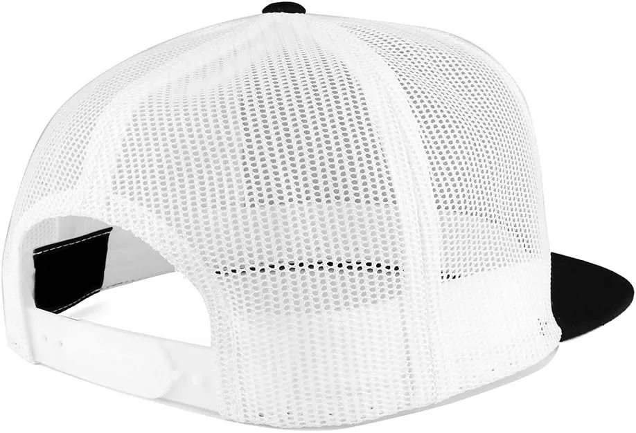 Trendy Apparel Shop Flexfit Brand 5 Panel 2 Tone Flatbill Mesh Classic Snapback Cap