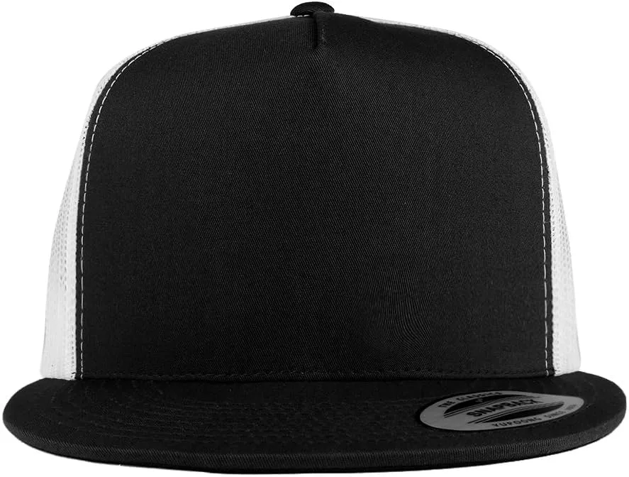 Trendy Apparel Shop Flexfit Brand 5 Panel 2 Tone Flatbill Mesh Classic Snapback Cap