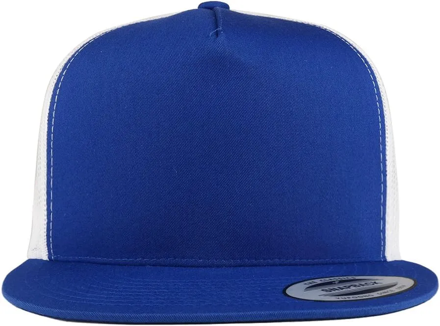 Trendy Apparel Shop Flexfit Brand 5 Panel 2 Tone Flatbill Mesh Classic Snapback Cap