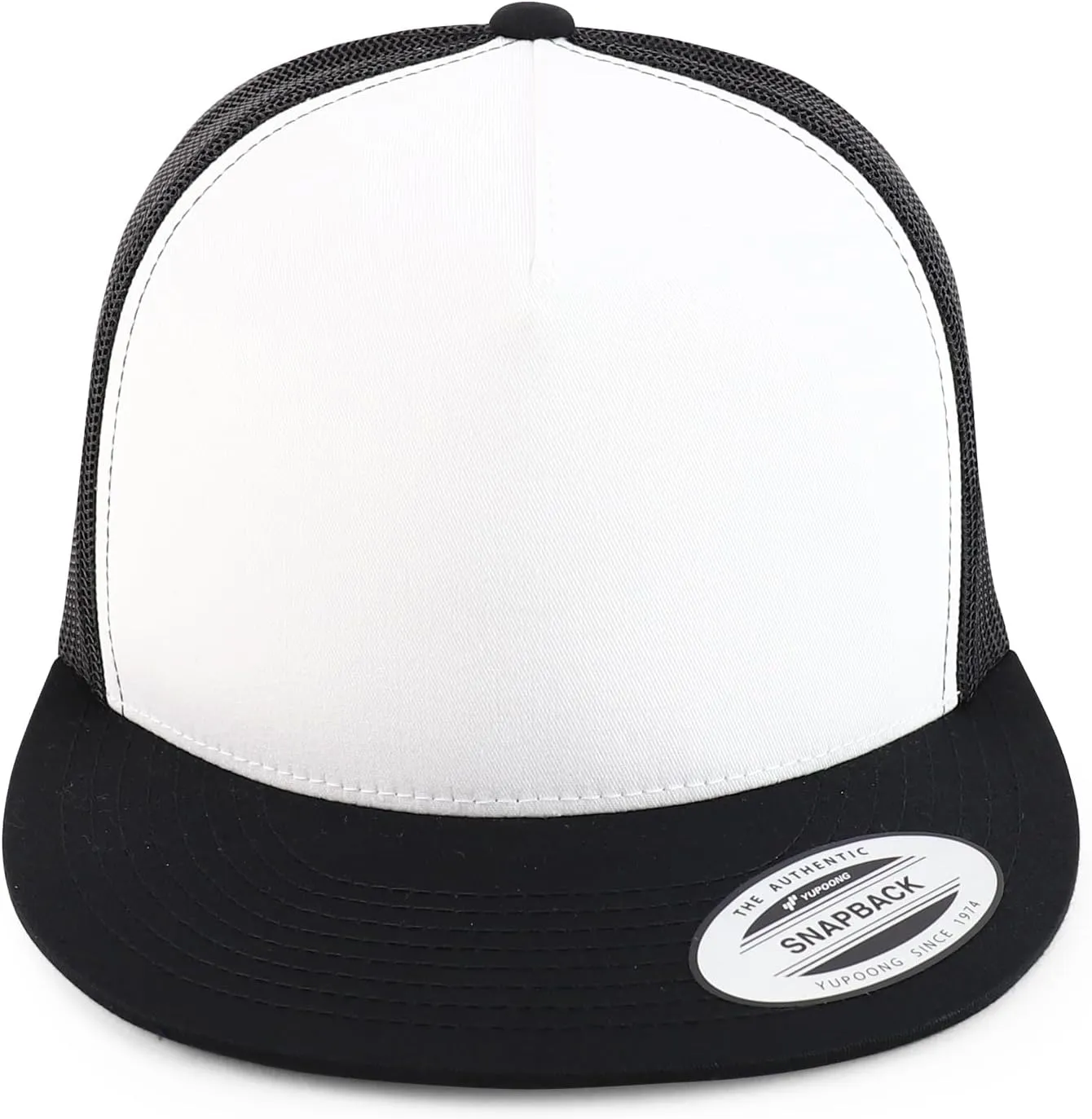Trendy Apparel Shop Flexfit Brand 5 Panel 2 Tone Flatbill Mesh Classic Snapback Cap