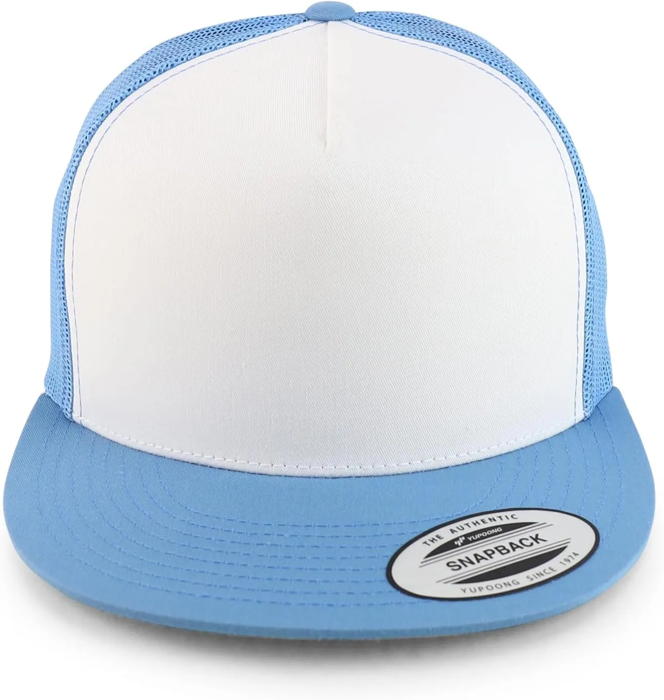 Trendy Apparel Shop Flexfit Brand 5 Panel 2 Tone Flatbill Mesh Classic Snapback Cap