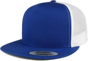 Trendy Apparel Shop Flexfit Brand 5 Panel 2 Tone Flatbill Mesh Classic Snapback Cap