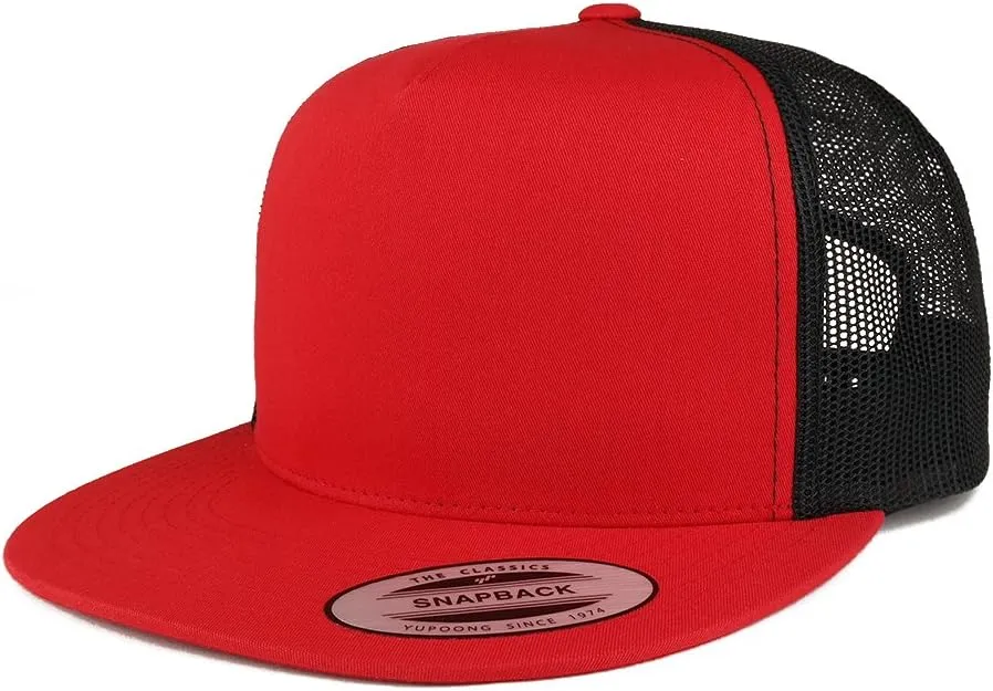 Trendy Apparel Shop Flexfit Brand 5 Panel 2 Tone Flatbill Mesh Classic Snapback Cap