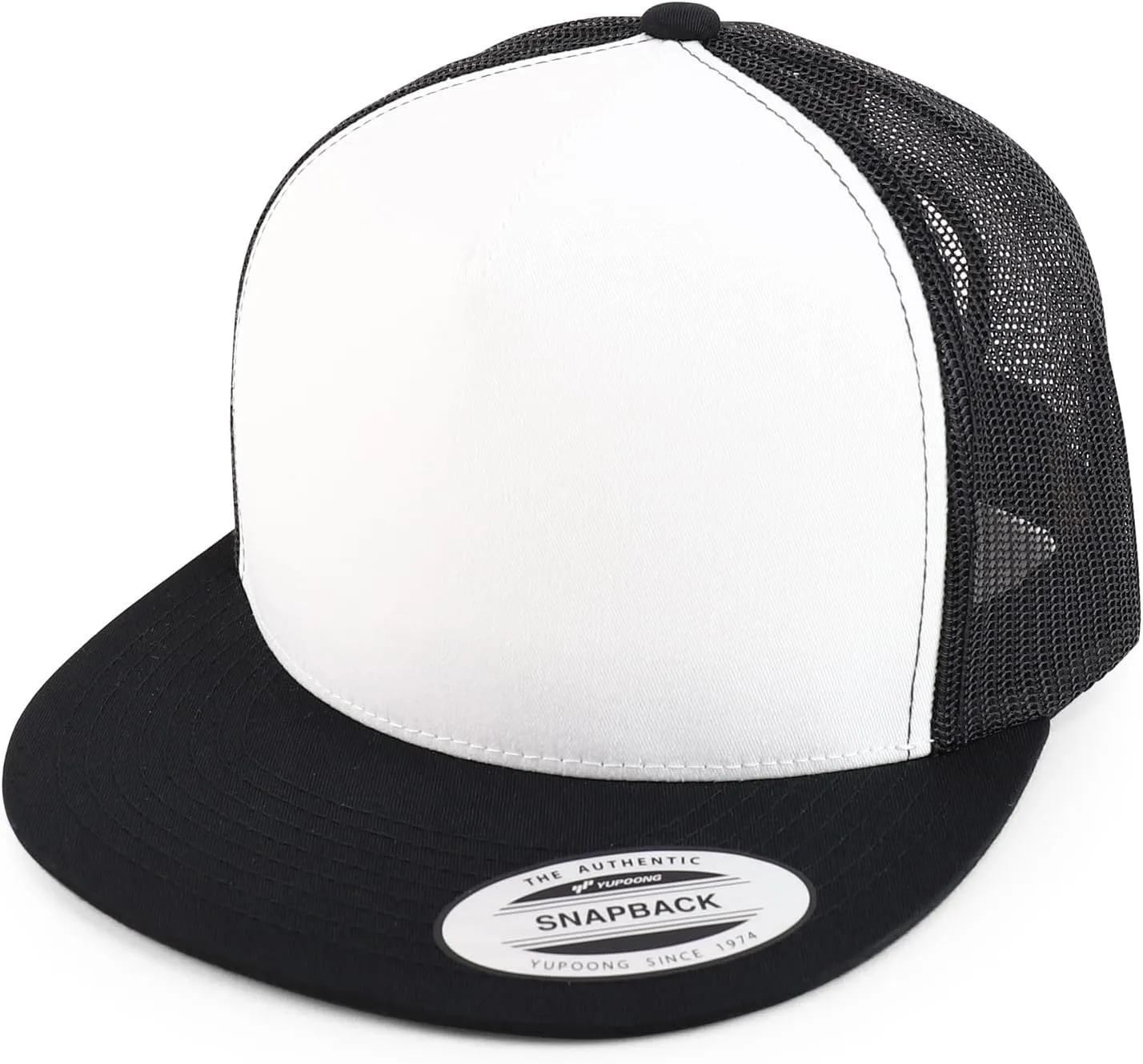 Trendy Apparel Shop Flexfit Brand 5 Panel 2 Tone Flatbill Mesh Classic Snapback Cap